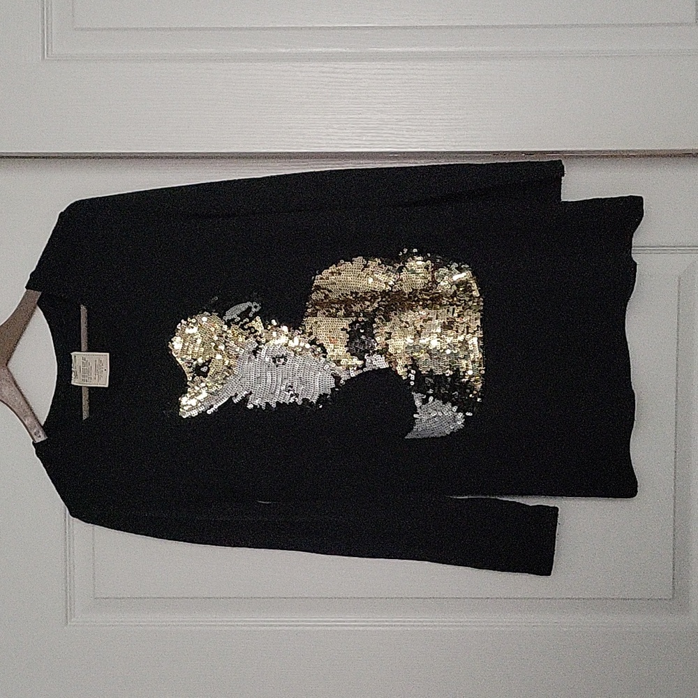 Salad Navy Sequin Foxy Fox Knit Sweater Dress